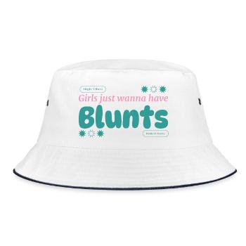 Retro Vibe Teal Pink Print - Bucket Hat - white/navy - Front