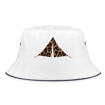 Zelt Camping Leolook Leopard Muster Camper Outdoor - Bucket Hat - Weiß/Navy - Vorne