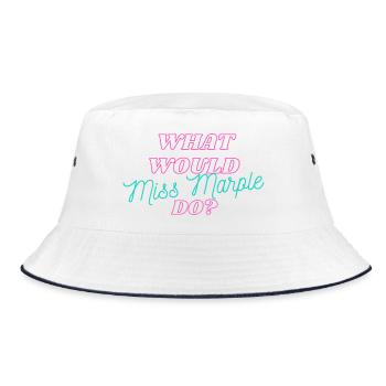 Was würde Miss Marple machen Neon - Bucket Hat - Weiß/Navy - Vorne