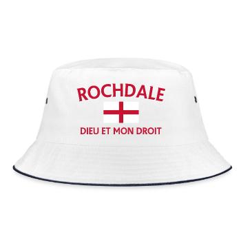Rochdale English Flag Motto - Bucket Hat - white/navy - Front
