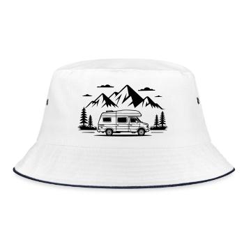 Camping - Bucket Hat - Weiß/Navy - Vorne
