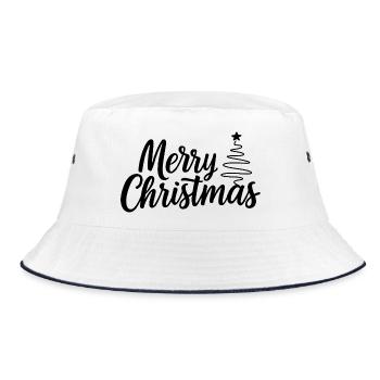 Merry-Christmas lettering with minimalist Ba - Bucket Hat - white/navy - Front