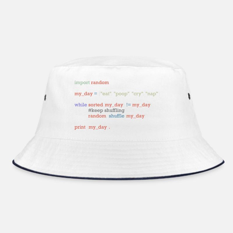 Lustiger Python-Code über den Alltag, Baby - Bucket Hat - Weiß/Navy