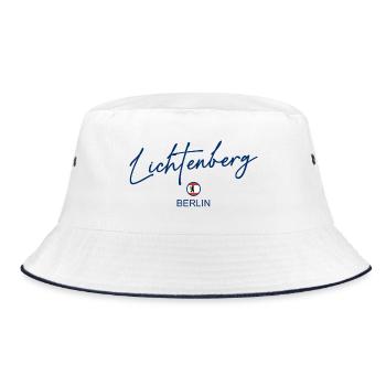 Lichtenberg - Berlin Flagge - Berliner Bär - Bucket Hat - Weiß/Navy - Vorne
