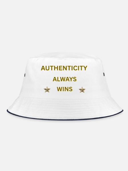 L’AUTHENTICITÉ GAGNE TOUJOURS – Citation motivationnelle en or - Bob - blanc/marine - Devant
