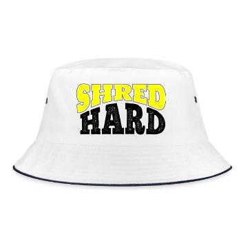Shred Hard Snowboard Quote - Bucket Hat - white/navy - Front
