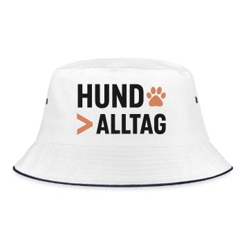 Hund Alltag Pfotenkunst Logo - Bucket Hat - Weiß/Navy - Vorne
