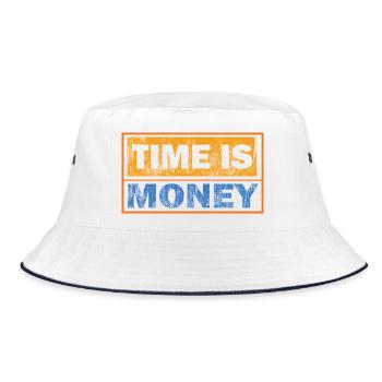 Time Is Money: Contrast Typography - Bucket Hat - white/navy - Front
