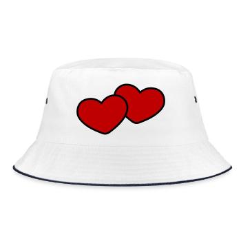 Herzen Paar Ehe - Bucket Hat - Weiß/Navy - Vorne