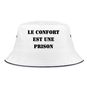 COMFORT IS A PRISON - Bucket Hat - white/navy - Front