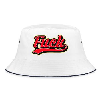 Bold F Word Retro Script Tee - Bucket Hat - white/navy - Front