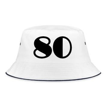80. 80 JAHRE. 80. JUBILÄUM. 80-JAHRES-JUBILÄUM. - Bucket Hat - Weiß/Navy - Vorne