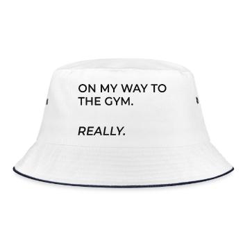 On the way to the gym. Really. - Bucket Hat - white/navy - Front
