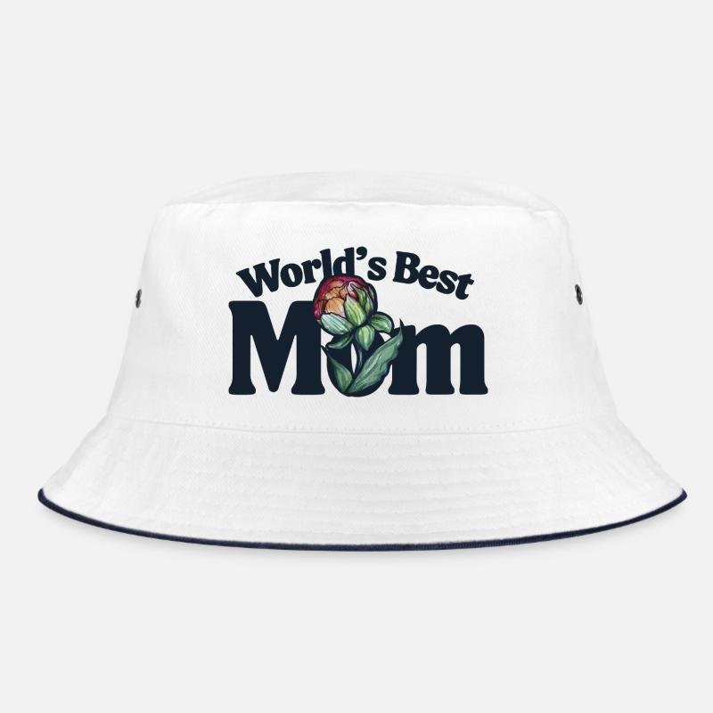 World's Best Mom Floral Emblem Bucket Hat