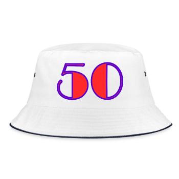 50. 50 YEARS. 50th ANNIVERSARY. 50 YEARS ANNIVERSARY. - Bucket Hat - white/navy - Front