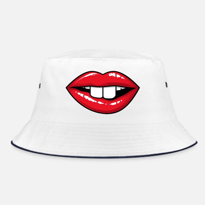 Red lips with rabbit teeth Bucket Hat