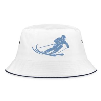 Minimalist Skier Silhouette Skiing - Bucket Hat - white/navy - Front
