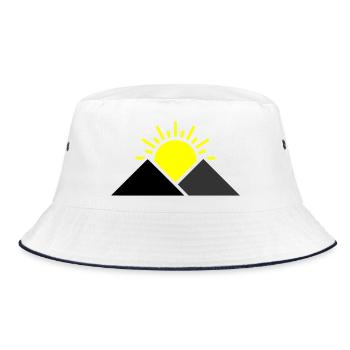 Sonne Berge Landschaft - Bucket Hat - Weiß/Navy - Vorne