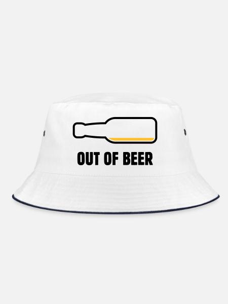 Out Of Beer (Bier / Bierchen / Biertrinker POS 2C) - Bucket Hat - Weiß/Navy - Vorne
