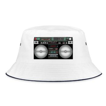 Retro Boombox Cassette Neon - Bucket Hat - white/navy - Front