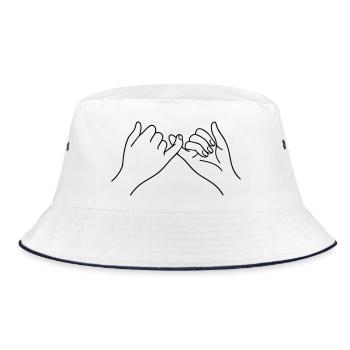 Pinky Promise Hands Line Art Symbol Friendship - Bucket Hat - white/navy - Front