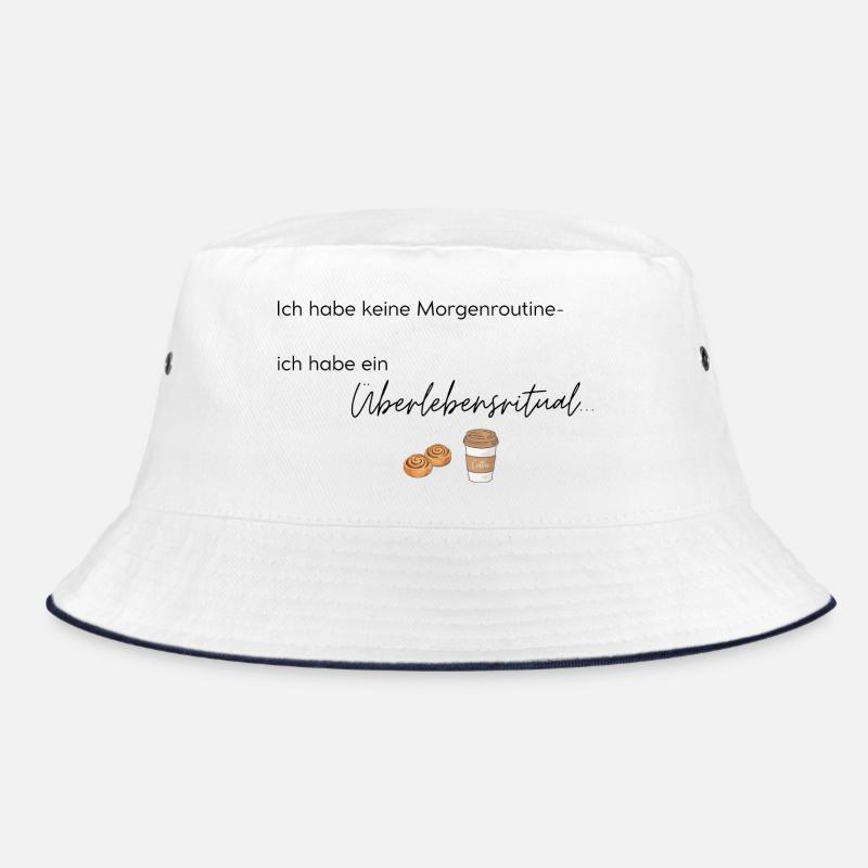LIEBEVOLL Morgenroutine Zimtschnecke  - Bucket Hat - Weiß/Navy