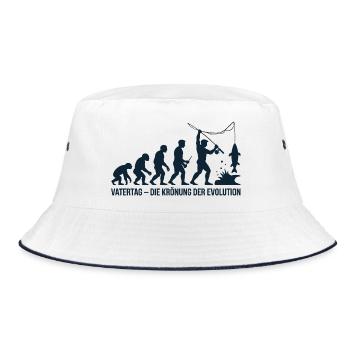 Vatertag Krönung der Evolution Angler Papa 2026 - Bucket Hat - Weiß/Navy - Vorne
