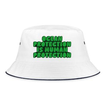 Ocean protection is human protection - Bucket Hat - white/navy - Front