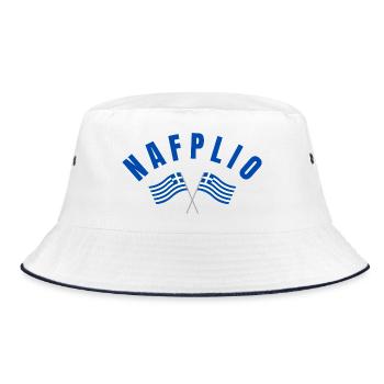 Nafplio Greek Flags  - Bucket Hat - white/navy - Front