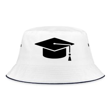 Graduation Cap Graduate Logo - Bucket Hat - white/navy - Front