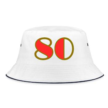 80. 80 JAHRE. 80. JUBILÄUM. 80-JAHRES-JUBILÄUM. - Bucket Hat - Weiß/Navy - Vorne