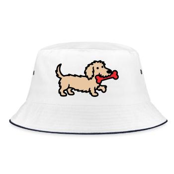 Terrier Doodle Bone Comic - Bucket Hat - white/navy - Front