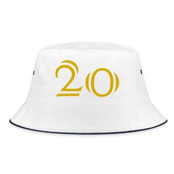 20. 20. JAHRESTAG. 20-JÄHRIGES JUBILÄUM. 20 JAHRE. - Bucket Hat - Weiß/Navy - Vorne