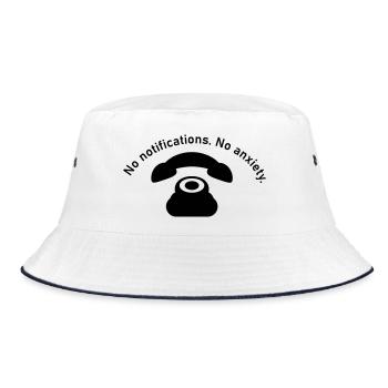 A vintage phone is less of a problem, no worries - Bucket Hat - white/navy - Front