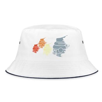 Vintage Beehive Drawing - Bucket Hat - white/navy - Front