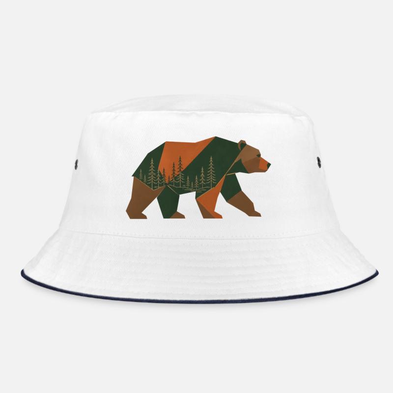 Geometric Forest Bear Bucket Hat