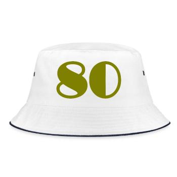 80. 80 JAHRE. 80. JUBILÄUM. 80-JAHRES-JUBILÄUM. - Bucket Hat - Weiß/Navy - Vorne