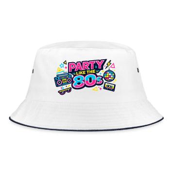 80er Party Neon Retro - Bucket Hat - Weiß/Navy - Vorne
