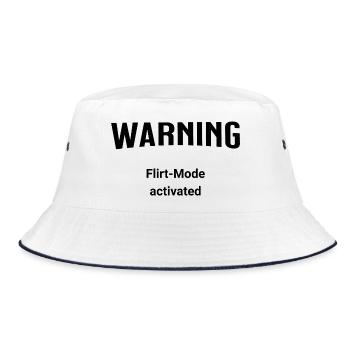 Warning - Flirt-Mode activated - Bucket Hat - white/navy - Front