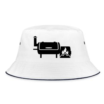BBQ Smoker Grillmeister Pulled Pork Grillen - Bucket Hat - Weiß/Navy - Vorne