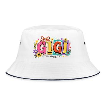 Gigi Granny Flowers Gift Retro Grandma - Bucket Hat - white/navy - Front