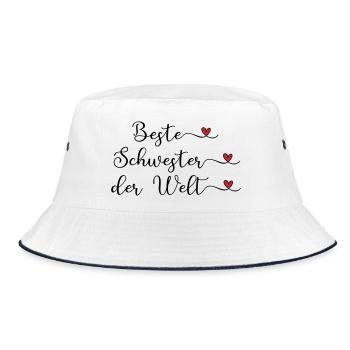 Beste Schwester der Welt Herz Geschenk - Bucket Hat - Weiß/Navy - Vorne
