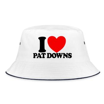 Ich liebe Pat Downs Rotes Herz Lustiger Flughafen - Bucket Hat - Weiß/Navy - Vorne