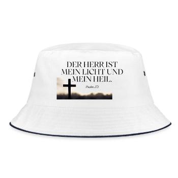 Glaube Licht Heil Psalm 27:1 - Bucket Hat - Weiß/Navy - Vorne