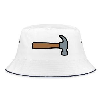 Carpenter's Hammer Tool Icon - Bucket Hat - white/navy - Front