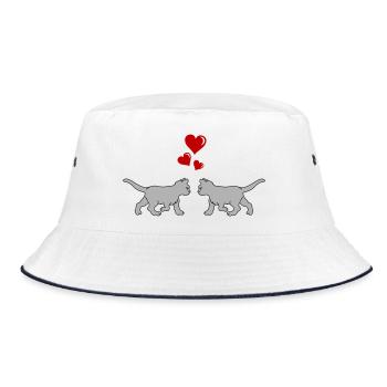 katze_verliebt_02 - Bucket Hat - Weiß/Navy - Vorne