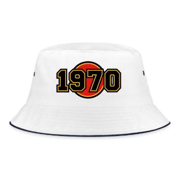 1970 Year of Birth Retro Logo - Bucket Hat - white/navy - Front