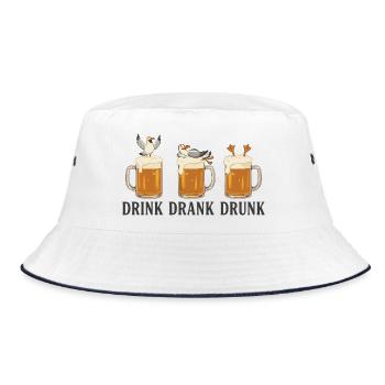 Drink Drank Drunk Beer Seagulls Drinking Saying - Bucket Hat - Weiß/Navy - Vorne