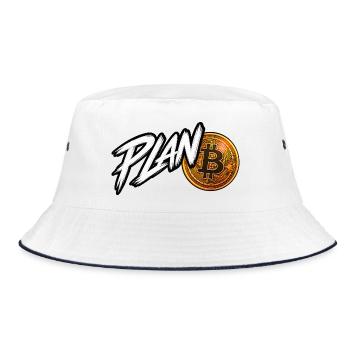 Plan Bitcoin - Bucket Hat - Weiß/Navy - Vorne