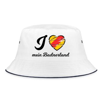 Herz im Street-Style Badnerland - Bucket Hat - Weiß/Navy - Vorne